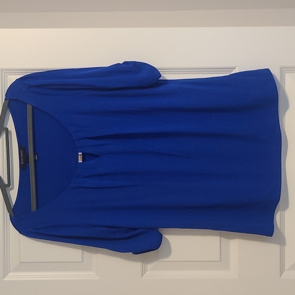 Whbm Dress short sleeve blue top, sz Small